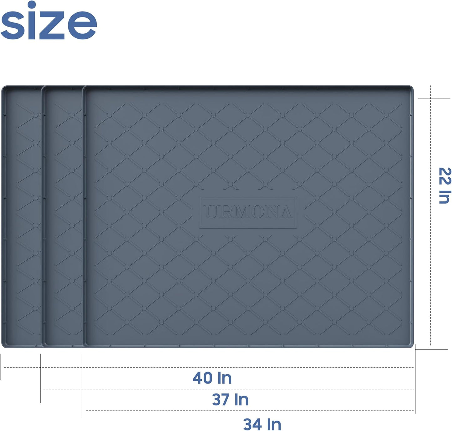 URMONA Large Dog Food Mat, 40" x 22" Pet Food Mat, Waterproof Dog Cat Food Mat with Raised Edges, Silicone Pet Food Mat, Dog Accessories, Prevents Food Spills, Protects Floors, Easy to Clean Fast