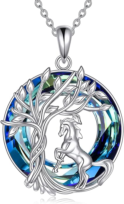 TOUPOP Tree of Life Animal Necklace 925 Sterling Silver Crystal/Abalone Shell Animal Pendant Jewelry Birthday Mothers Day Gifts for Women Mom Wife Her
