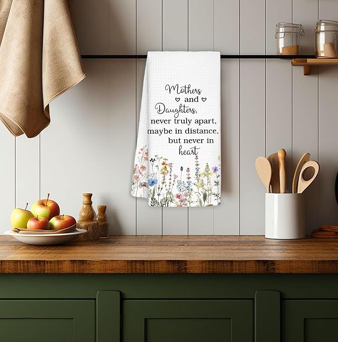 Mothers and Daughters Kitchen Towels Decorative, for Mom Dish Towels, Best Mom Birthday Gifts Hand Towels Drying Cloth for Kitchen Bathroom Decor, 16x24 Inch