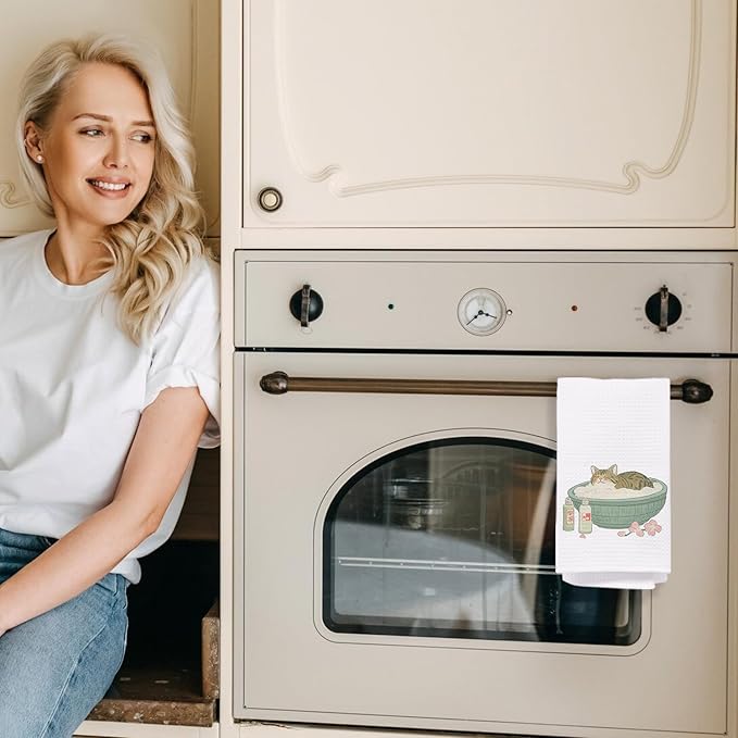 Cute Orange Tabby Cat Bathroom Hand Towels, Cat Lover Gifts, Japanese Bathtub Kitten Bathing Decorative Hand Towels for Bathroom Decor, 16x24 Inch