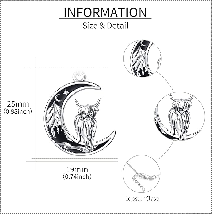 Sterling Silver Cute Animal Pendant Necklace Fox/Snake/Unicorn/Owl on Moon/Rabbit/Horse Necklace Jewelry Gifts for Women Mom Sister