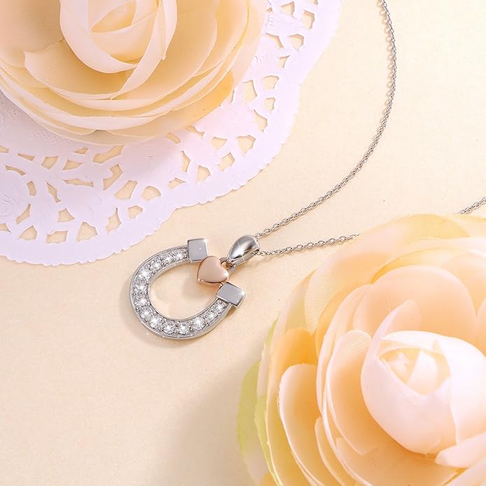 FLYOW Elephant Necklace Cat Necklace Bunny Neklace Horseshoe Necklace Blue Jay Necklace Sterling Silver Animal Necklaces for Women