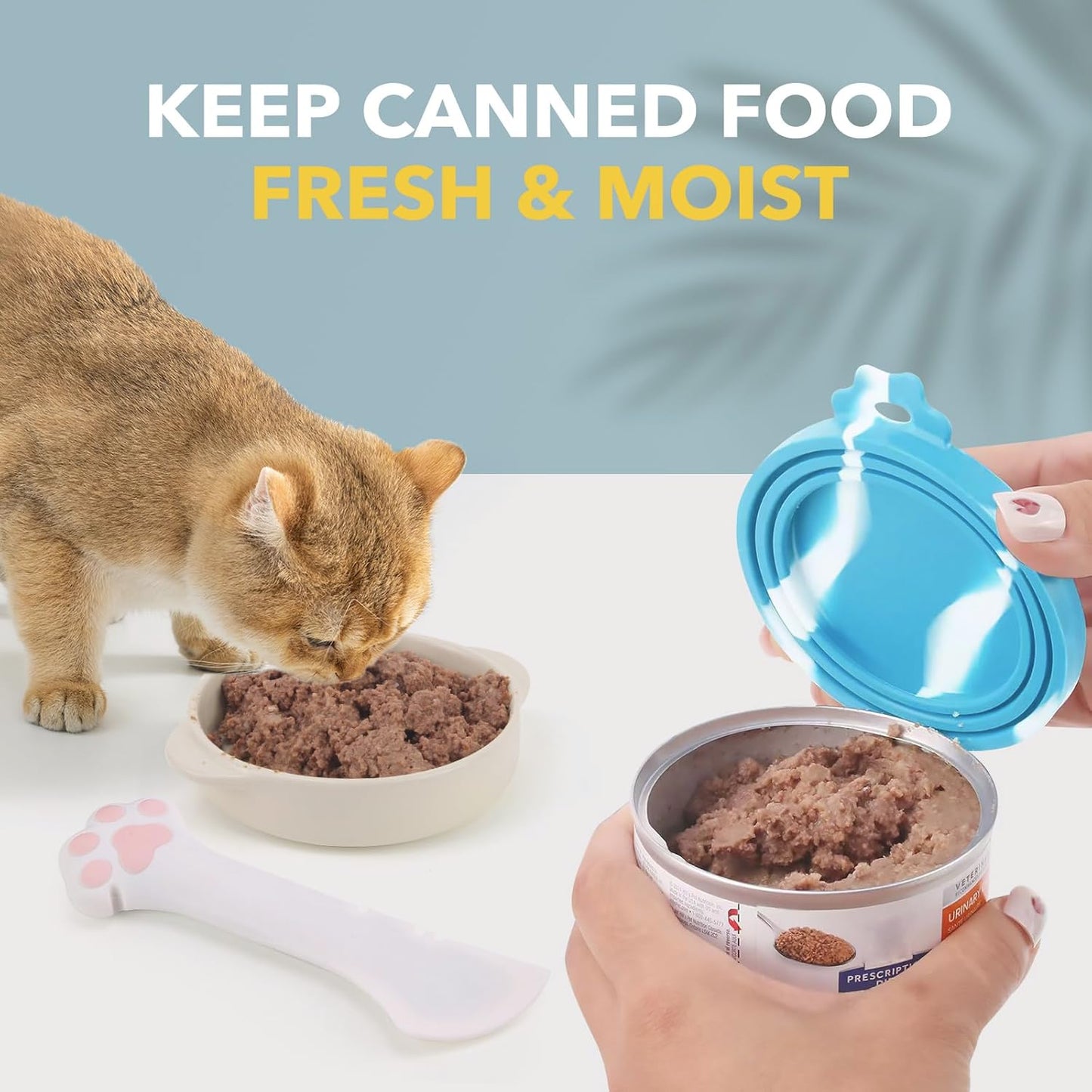 Comtim 5 Pcs Silicone Dog & Cat Food Covers - Multi-Function Can Opener Top/Spoon Spatula for Wet Food