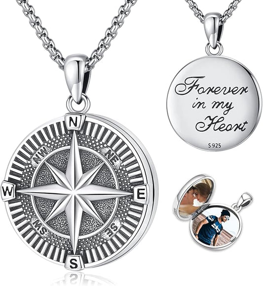 Picture Locket Necklace for Women Men Rose 14K Real Gold 925 Sterling Silver Jewelry Heart Locket Necklace that Holds Pictures Tree of Life Viking Wolf Celtic Knot St Christopher St Michael Pendant