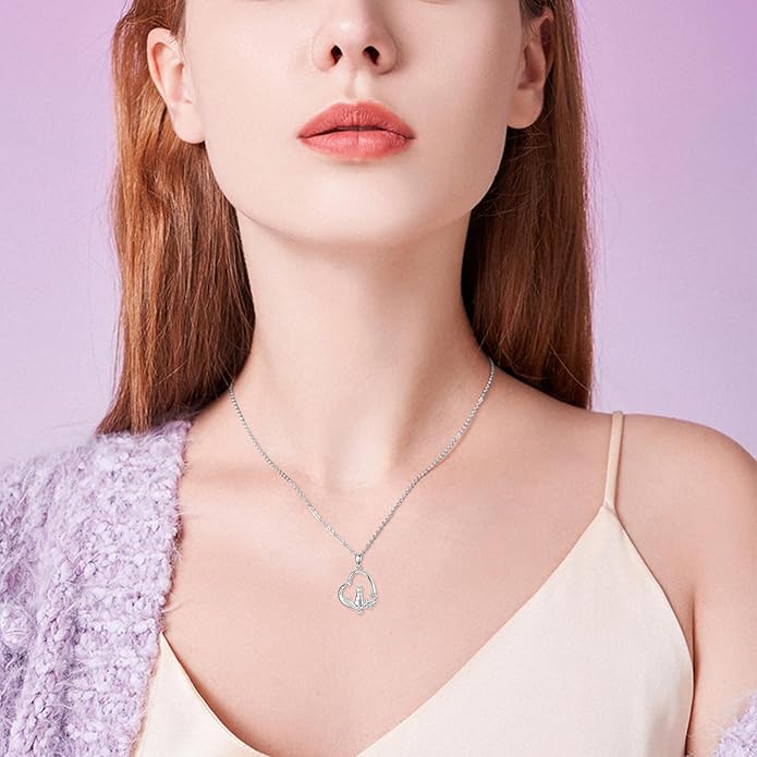 Cat Necklace S925 Sterling Silver Pendant Necklaces for Women Cat Jewelry Mothers Day Christmas Gift for Mother Daughter and Friends