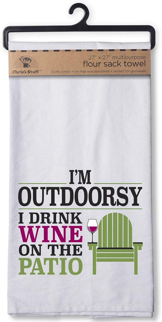 Chris's Stuff Flour Sack Cotton Towel 27" x 27" - Perfect for Glassware & Kitchen - Funny Quote (Outdoorsy)