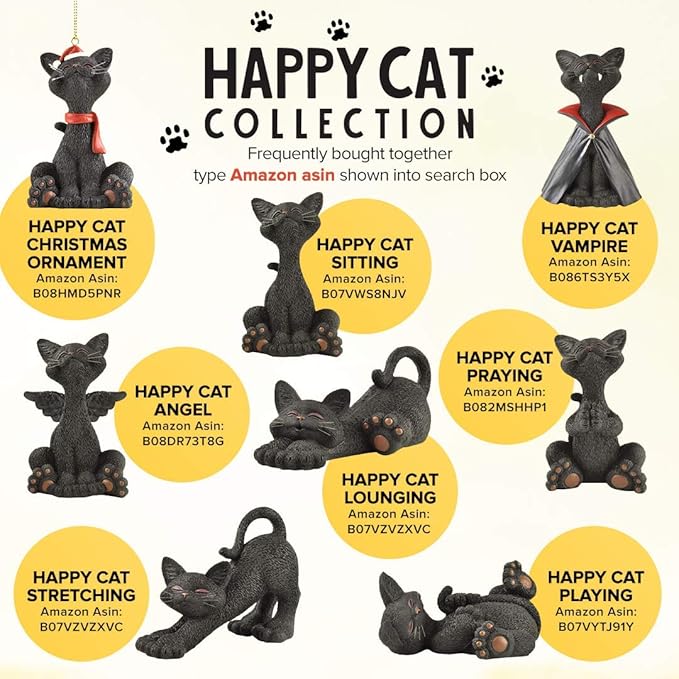 JFSM INC. Holiday Stocking Stuffer - Whimsical Black Cat Vampire Figurine Cat Home Office Decoration - Gifts for Cat Lovers, Purrfect