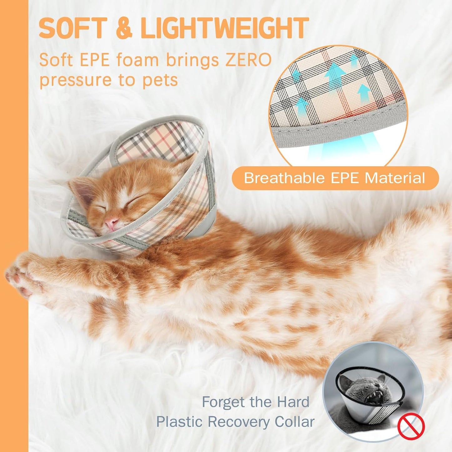 Cat Cone Collar Soft, Cat Recovery Collar for Large Medium Small Cats Kittens, Pet Cone Alternative After Surgery