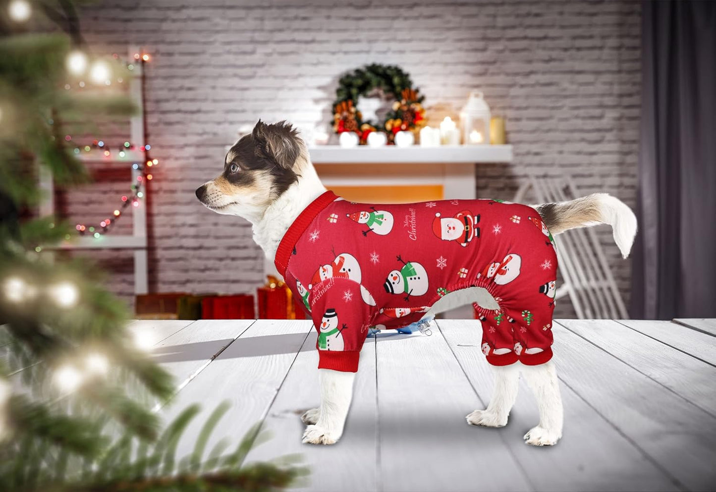 Dog Christmas Pajamas Snowman Pet Clothes Costumes Pjs Stretchy Funny Pet Costumes Outfit Dog Pajamas for Large Dogs(L)