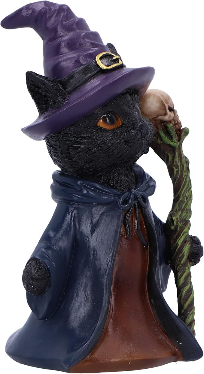 Nemesis Now Whiskered Wizard 14cm, Resin, Black, Cat Figure, Black Cat Ornament, Collectable Cat Giftware, Cast in The Finest Resin, Expertly Hand-Painted, U6738A24