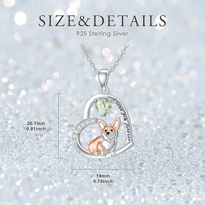 Dachshund Necklace 925 Sterling Silver Dachshund Birthstone Pendant Cute Animal Puppy Dog Dachshund Jewelry Gifts for Women Dachshund Lover