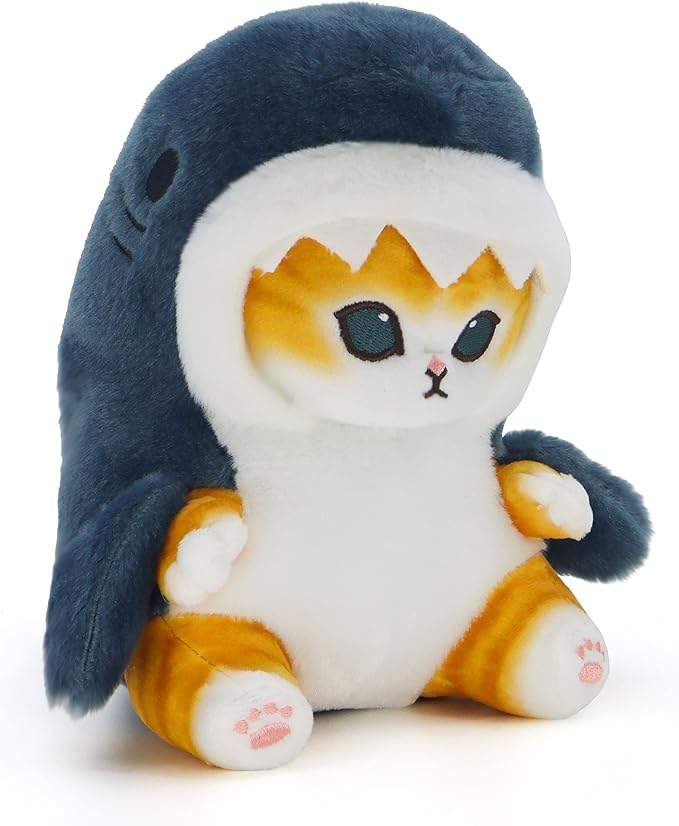 Kawaii Shark Cat Plush Toy Stuffed Animal Doll, Soft Pillow for Boys & Girls (Shark cat, 20cm/7.8in)