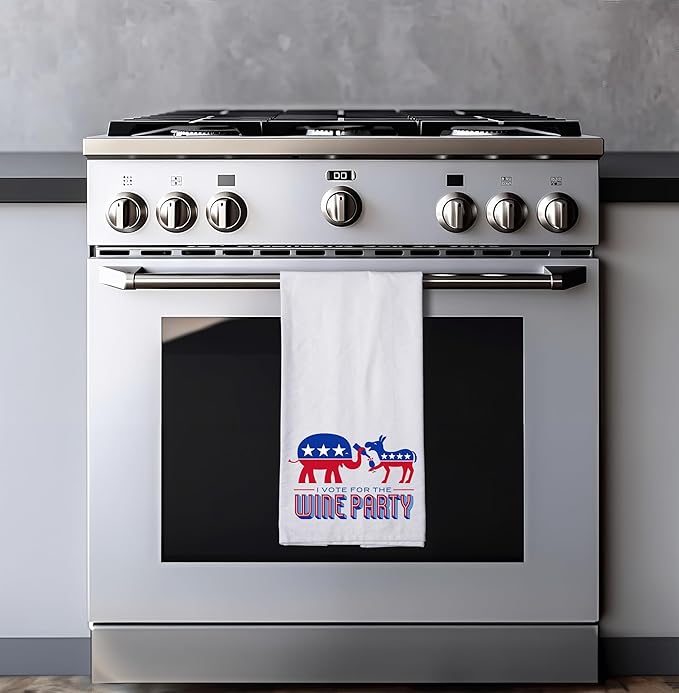 Chris's Stuff Kitchen Dish Towel - Flour Sack Cotton Dishcloth - Highly Absorbent - 27 x 27 Inches for Wine Lovers - Funny Quote Therapy (Wine Party)