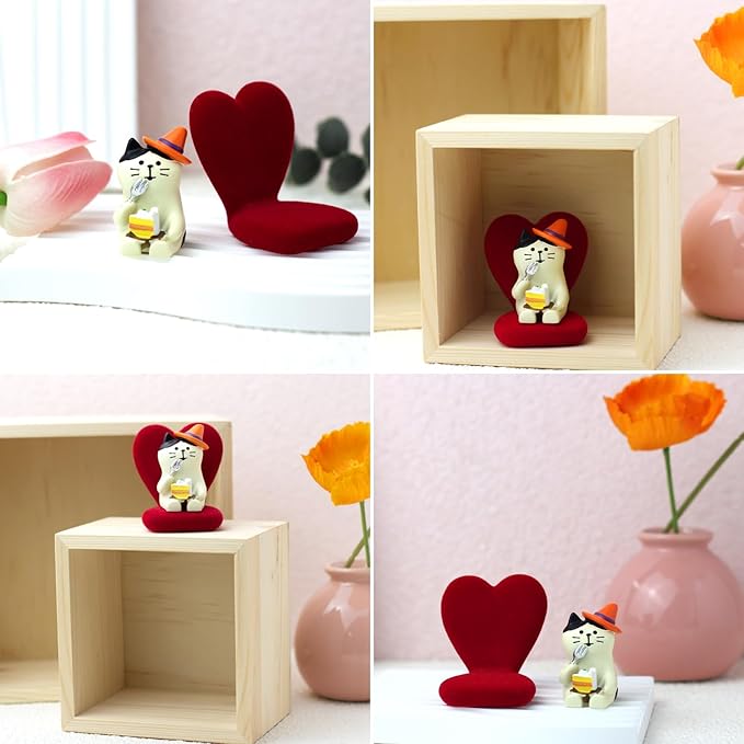 Cute Mini Cat Eating Cake Figurine Resin Cat for Office, Home Decoration Perfect Cute Cat Gift for Cat Lovers - Heart-Shaped Sofa