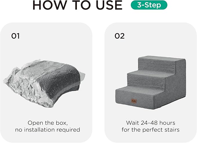 Made4Pets Dog Stairs for Small Dogs, Extra Wide Dog Steps for Bed Couch Sofa and Chair, 35D Foam Pet Steps for Small Dogs and Cats, Non-Slip Bottom Pet Stairs, Brown, 3 Steps