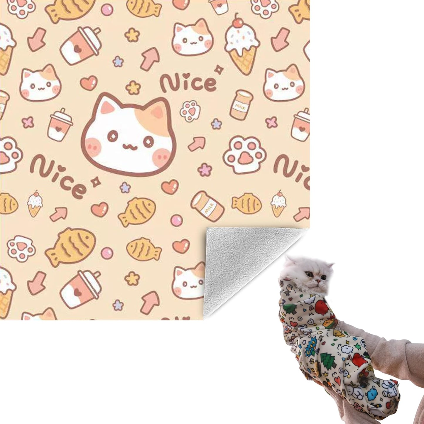 27.6" Cat Grooming Wrap Cat Wrap for Cutting Nails Cat Restraint for Nail Clipping Cat Swaddle Wrap Cat Burrito Wrap L(Within 15lbs) Anti-Scratch Anti-Escape Multifunctional Pet Tool