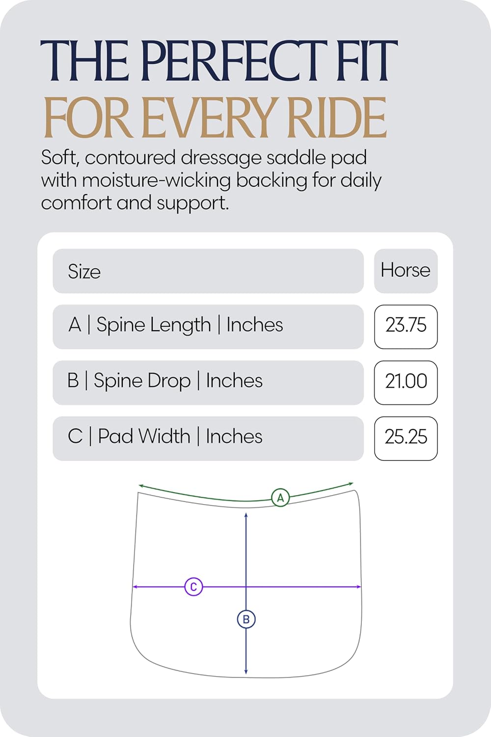 Equinavia Harstad Dressage Saddle Pad | Classic & Durable | Moisture-Wicking Tricot Backing