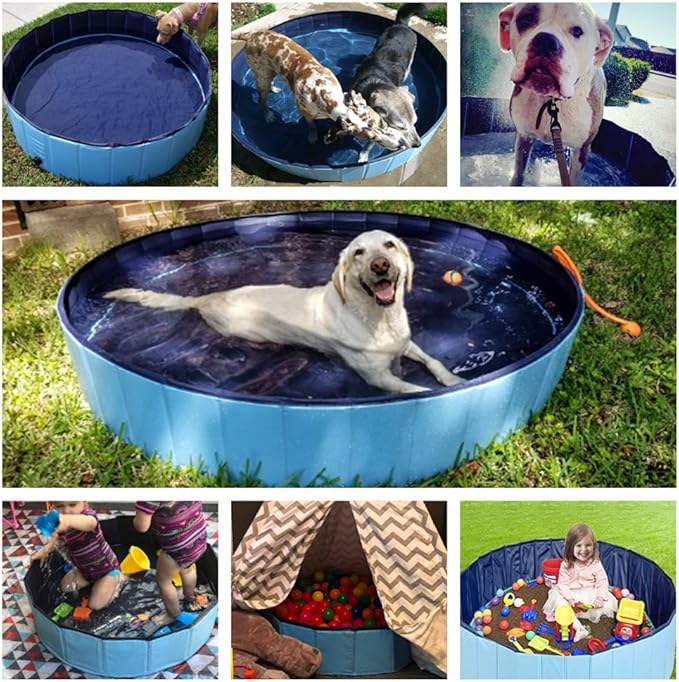 Jasonwell Foldable Dog Pet Bath Pool Collapsible Dog Pet Pool Bathing Tub Kiddie Pool Doggie Wading Pool for Puppy Small Medium Large Dogs Cats and Kids 48" Blue