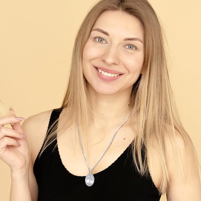 Picture Locket Necklace for Women Men Rose 14K Real Gold 925 Sterling Silver Jewelry Heart Locket Necklace that Holds Pictures Tree of Life Viking Wolf Celtic Knot St Christopher St Michael Pendant