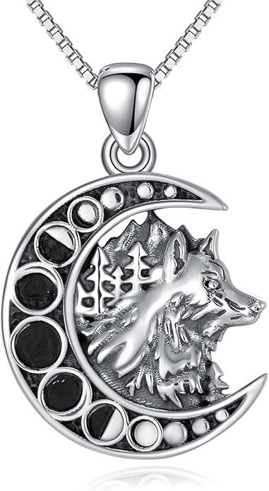 Witch Cat/Raven/Moon phase Necklace 925 Sterling Silver Celtic knot Pendant Gothic Jewelry Gifts for Women
