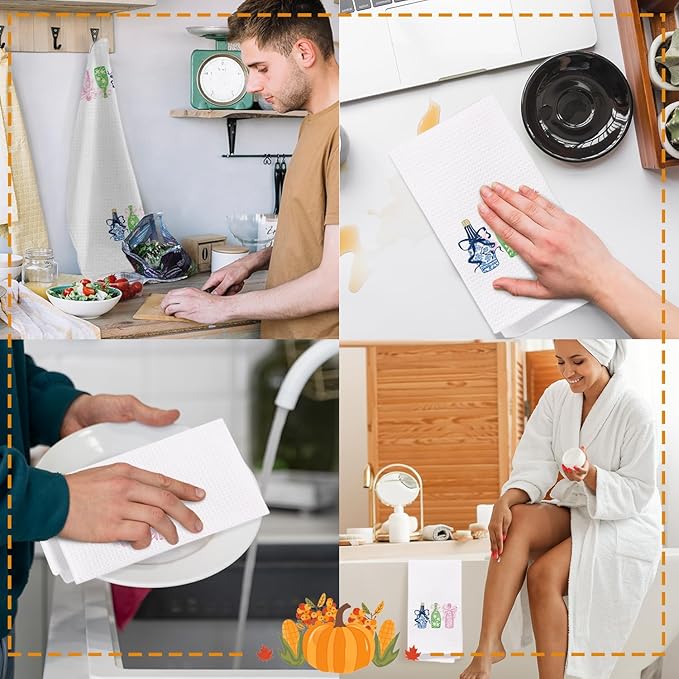 Preppy Chinoiserie Champagne Kitchen Towels, Coquette Bow Dish Towels for Kitchen, Blue and White Chinoiserie Decor Hand Towels for Bathroom, Chinoiserie Decor, Grandmillennial Home Decor, 16x24 Inch