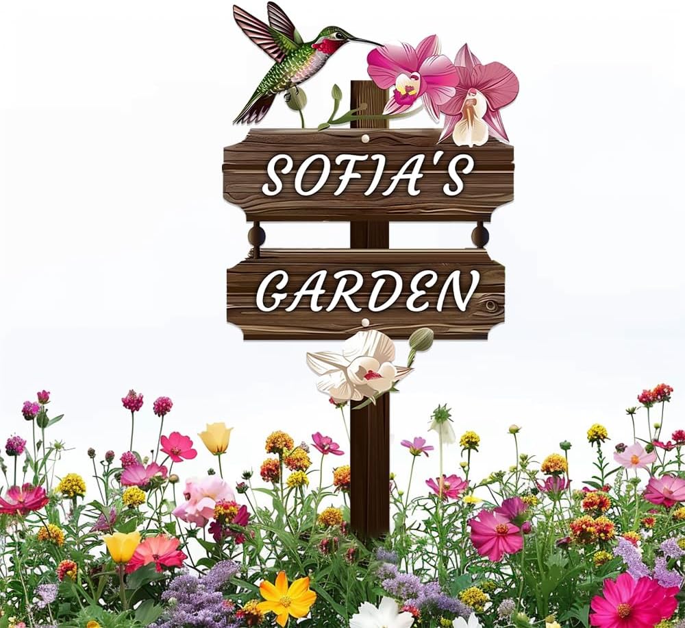 Personalized Watercolor Bird Metal Sign with Stake,Custom Gardener Last Name Signs Outdoor Decor,Customized Gardening Housewarming Gifts,Birds on the Branch Plaques for Patio Lawn Porch Backyard Farm