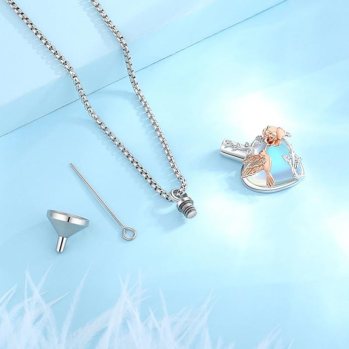 EUDORA Sterling Silver Urn Necklace for Ashes for Women Men, Ash Pendant for Human Cat Dog Ashes, Necklace for Ashes of Loved One Dad Mom Papa Pet Cremation Souvenir Jewelry for Funeral, 20inch