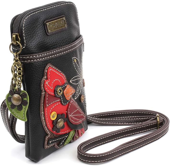 CHALA Cell Phone Crossbody Purse-Women PU Leather/Canvas Multicolor Handbag with Adjustable Strap