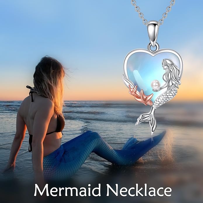 KQF Dragonfly/Butterlfy/Cat/Jellyfish/Bunny/Axolotl/Bee/Mermaid/Hummingbird/Elephant Necklace for Women Sterling Silver Moonstone Pendant Necklace Dragonfly Jewelry Gifts for Women