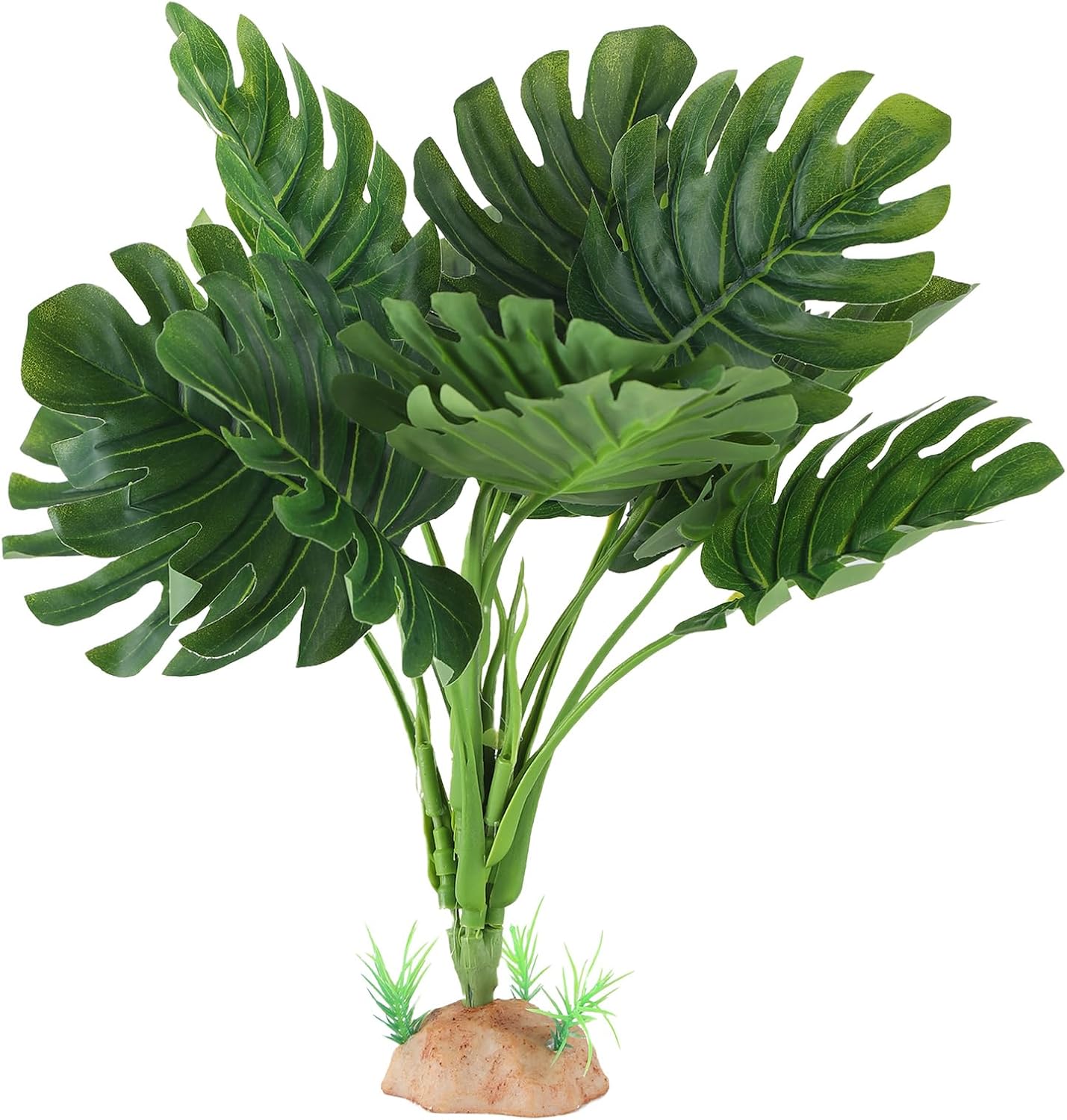 IBWell Reptile Plants - Tortoise Habitat Accessories, Artificial Spider Plant for Gecko, Ball Python, Terrarium Decor - Monstera