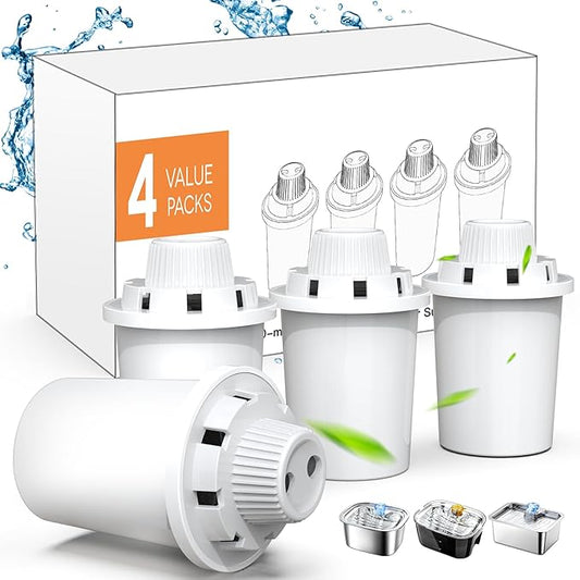 Dog Water Fountain Filters Replacement 4 Packs, 2 Months Set of Replacement Filters for Large Pet Cat Water Fountain Dog Water Bowl Dispenser, Compatible with D2341/D2223/D2322/D2340 Models