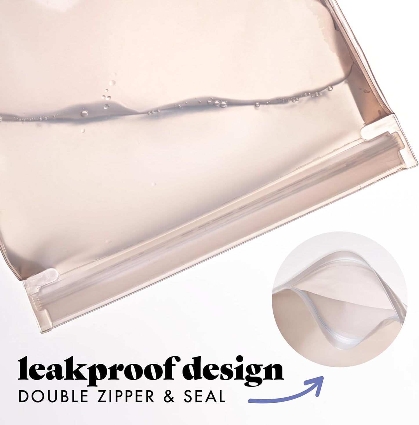 Fit & Fresh Reusable PEVA Storage Bags 3 Pack, Reusable Food Storage Bags, LeakProof, Durable, Freezer Safe, Hand Wash, Easy to Clean, Eco-Friendly, Ivory Feline Fine