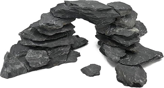 Natural Slate Rock 5LB Reptile Basking Stones Fish Tank Rocks for Aquarium Landscaping, Tank Decoration, Fairy Gardens,Reptile & Amphibian Enclosures 3 to 8 Inches