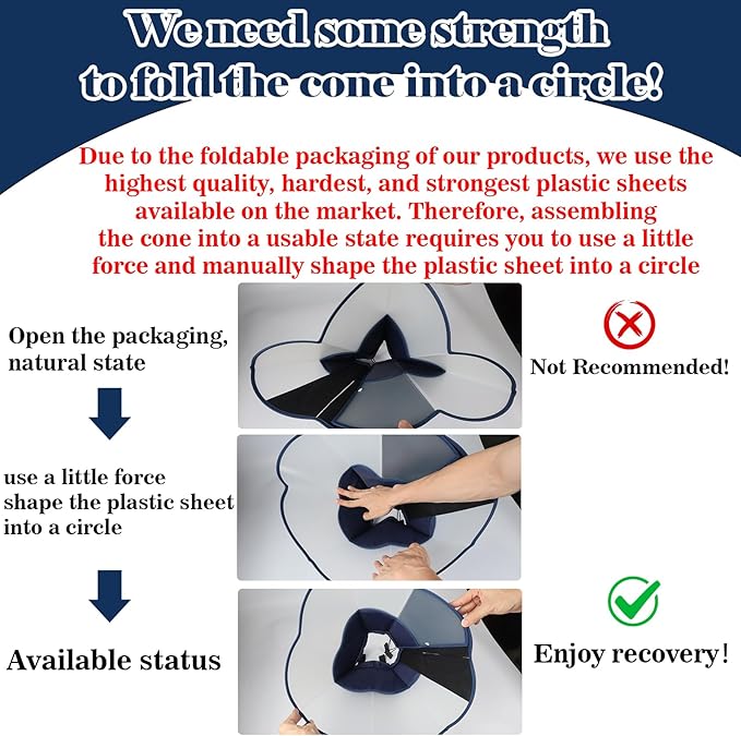 Hard & Heavy Plastic Dog Cone Collar Alternative for Medium Dogs (French Bulldog Dachshund) After Surgery, Adjustable Recovery Cone Anti-Lick, Elizabethan Protective Collar Cone of Shame for Healing