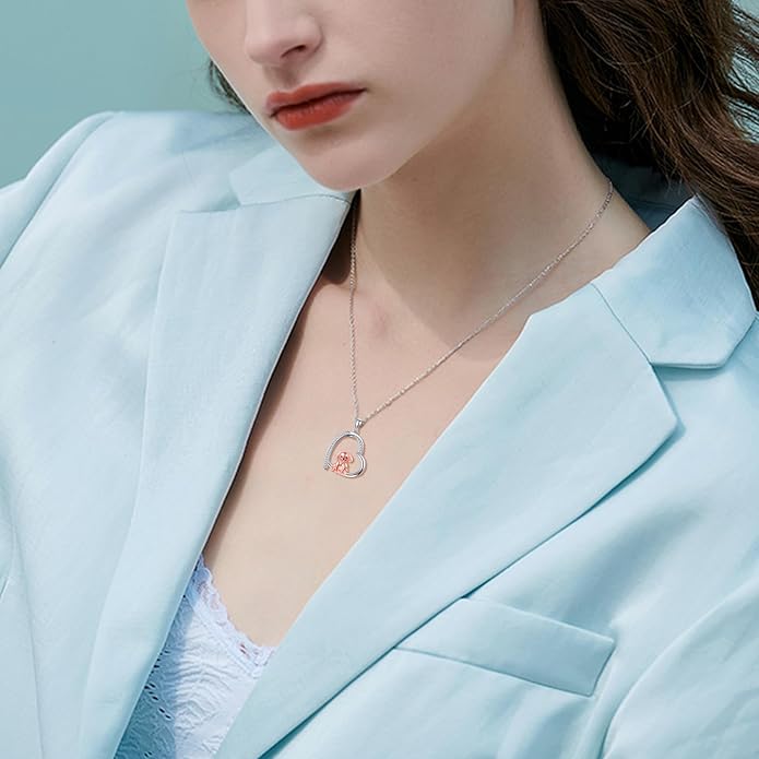 MONGAS Penguins/Guinea Pig/Pig/Fox/Corgi/Frog/Bunny/Koala8/Cow/French Bulldog Necklaces Penguin Gifts 925 Sterling Silver Hugging Penguins Cute Animal Jewelry for Women Sister