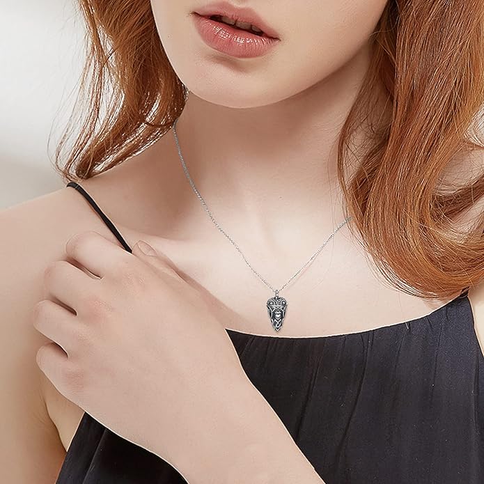 TIGER RIDER Urn Necklace for Ashes for Women 925 Sterling Silver Cremation Jewelry for Ashes