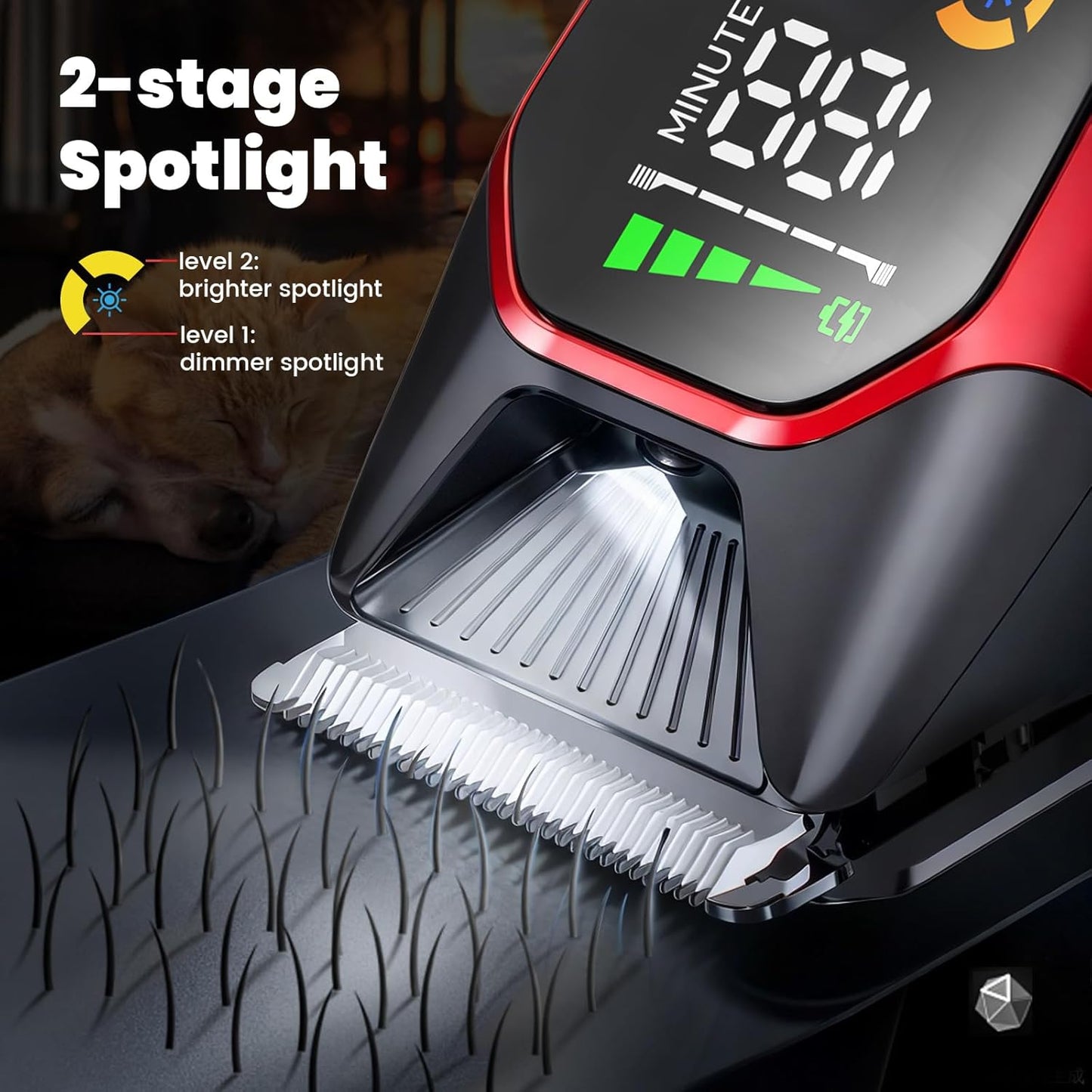 Horse Clippers Low Noise Rechargeble Horse Trimmer Kit, Pet Shaver for Heavy Thick Coats Grooming, 2-Speed Cordless Animal Shears for Horse, Sheep, Cats and Dogs