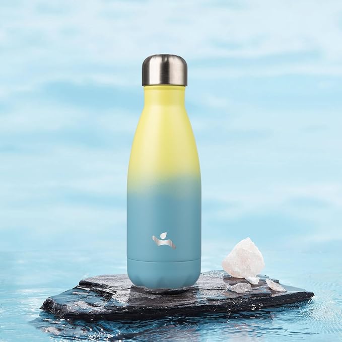 Insulated Water Bottles,12 oz Double Wall Stainless Steel Vacumm Metal Flask for Sports Travel,Sandy Beach