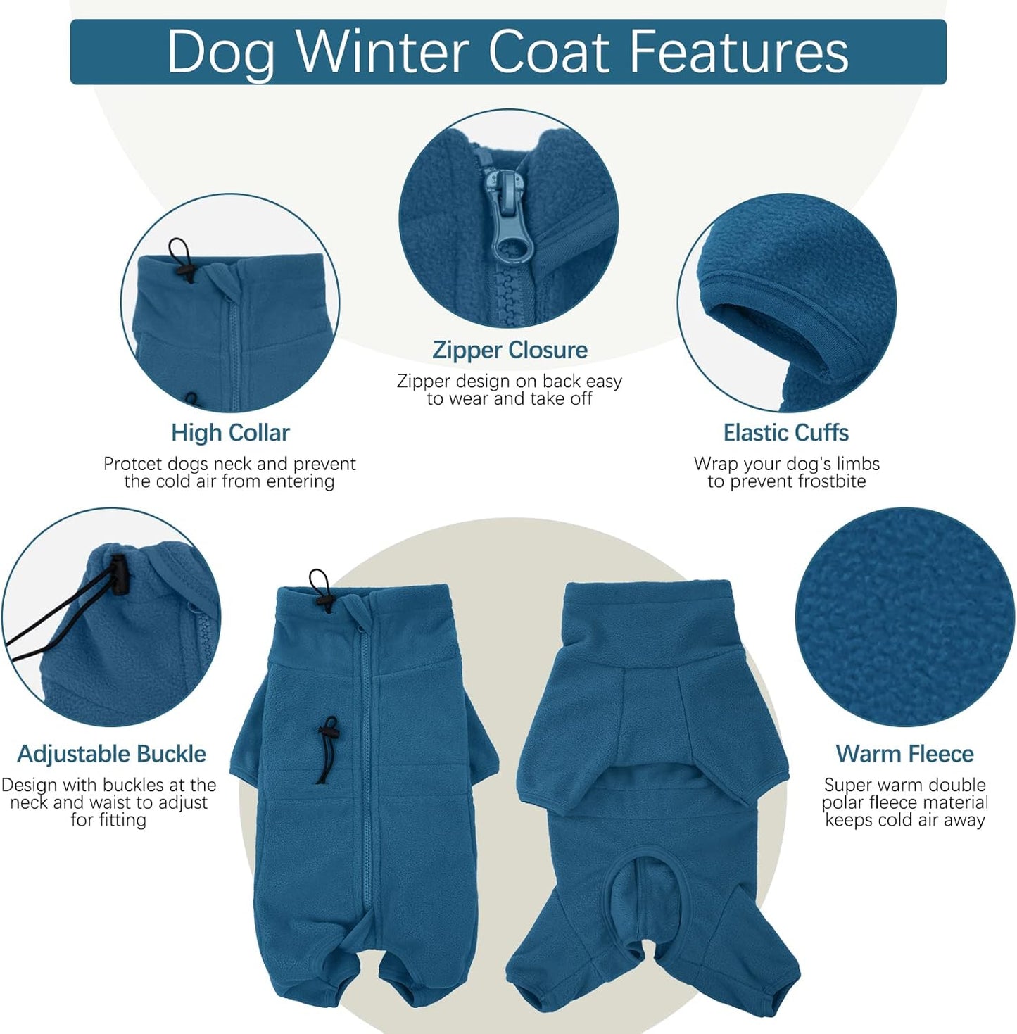 ROZKITCH XS Dog Winter Coat, Pet Windproof Warm Cold Weather Jacket Vest Cozy Jumpsuit Apparel Outfit Clothes for Small Medium Large Dog Walking Sleep XS