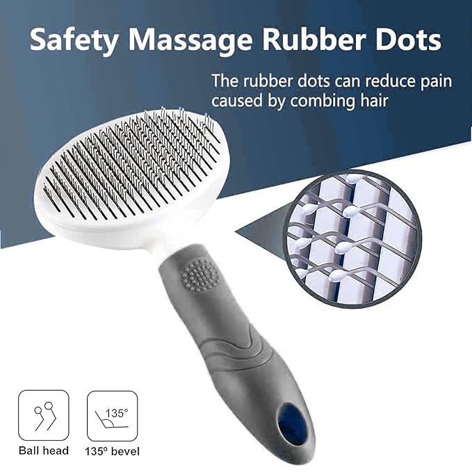 Cat Self Cleaning Slicker Brush, Pets Skin Friendly Grooming Brushes for Shedding Dogs Cats Hair Easy to Remove Loose Undercoat with Long or Short Hairs Pet Massage Tool for All Hair Type- UPGRADED