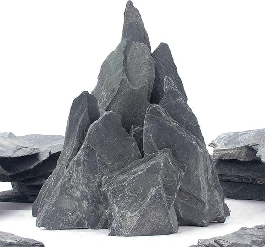 CFKJ [18 Pounds] Natural Slate Stone Rocks, 5 to 7 inch Slate Stone Rocks for Aquascaping, Aquariums, Terrariums, Amphibian Enclosures