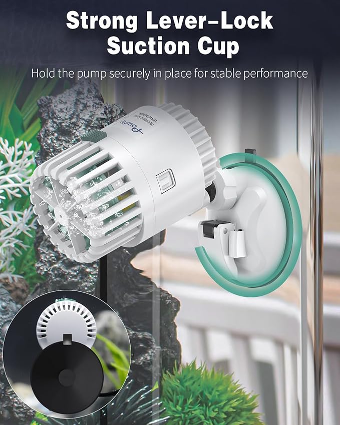 Pawfly Wave Maker for Aquarium, 2000 GPH 10W Aquarium Powerhead, Quiet Submersible Wavemaker for Fish Tanks up to 150 Gallons, Water Circulation Pump with Strong Suction Cup Base