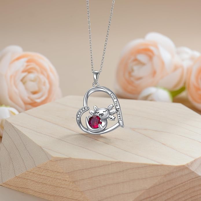 Cat Squirrel Llama Raccoon Tiger Cheetah Elephant Fox Sloth Koala Monkey Horse Dinosaur Axolotl Necklace Animal Pendant Heart Necklace 925 Sterling Silver