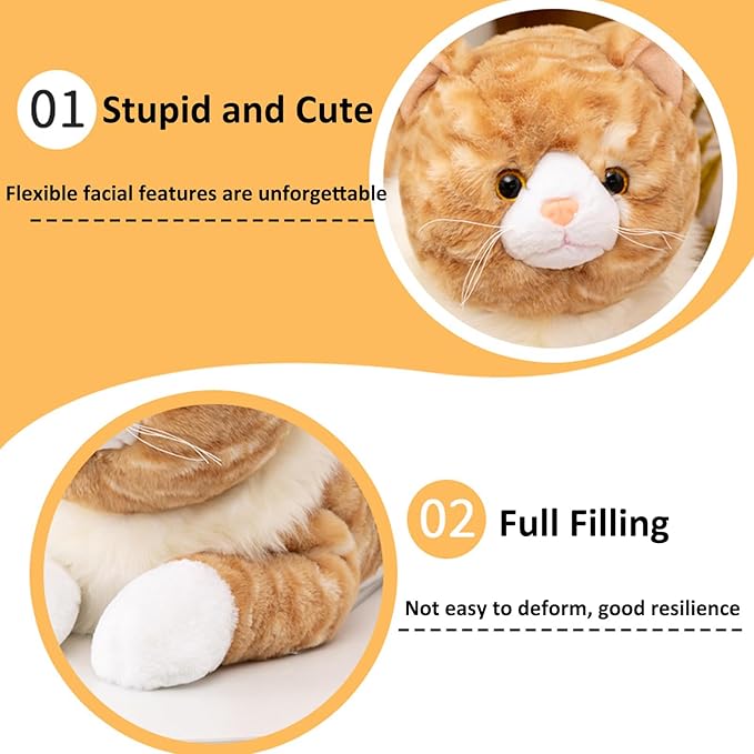 Cat Weighted Stuffed Animals, 5.3 lbs 25.5 inch Weighted Cat Plush Toy Realistic Plush Animals Pillow Gifts for Adults and Kids