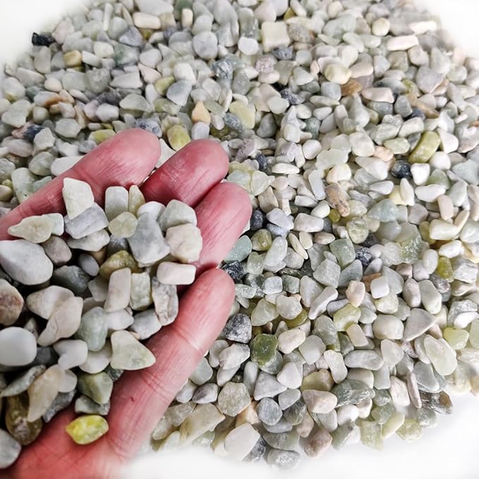 HappyFiller 18 Pound Small River Stones Decorative Tiny Pea Gravel for Aquarium Fish Tank Pebbles Rocks,Indoor Outdoor Plants Catcus Succulent Top Dressing,Zen Garden,Vase Fillers,Light Green Mix