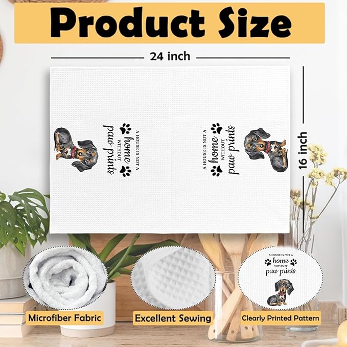 Dachshund Dog Gifts Kitchen Bathroom Decor Towels 16″×24″,Dog Lovers Gifts for Girls Mom Women,Dachshund Gifts For The Owners,A House is Not A Home Without Paw Prints Bathroom Kitchen Dish Hand Towels