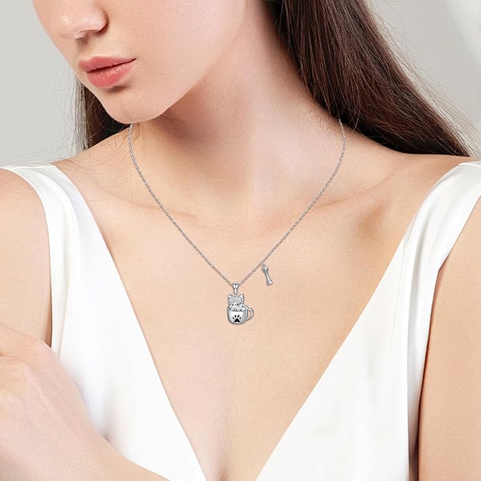 Dog Cat Necklace Pendant 925 Sterling Silver Pet Jewelry Gifts for Women