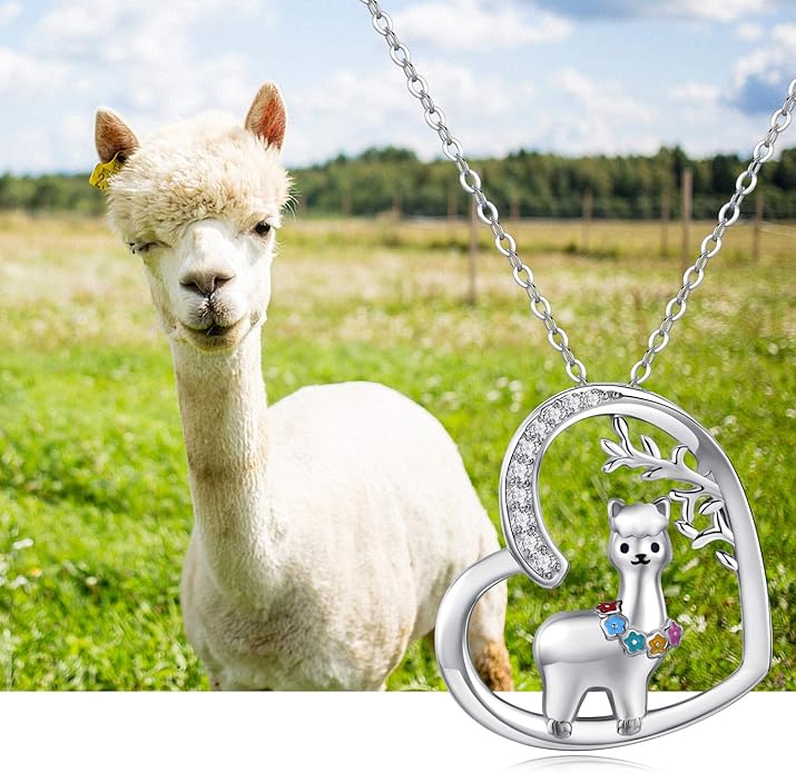 JUSTKIDSTOY Llama Necklace Jewelry Sterling Silver Cute Animal Alpaca Pendant Necklace Birthday Gifts for Women