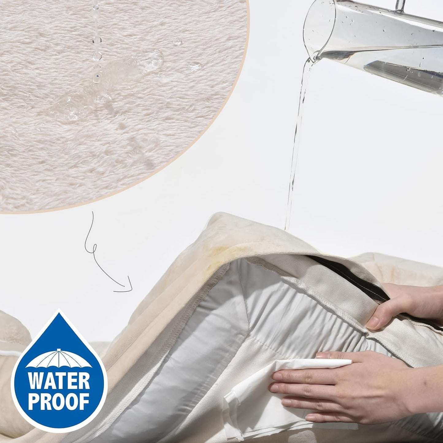 Comfort Expression Small Dog Beds Waterproof Cat Beds Orthopedic Foam Sofa Beds for Small Dogs Comfy Pet Bed with Washable Removable Cover & Non-Slip Bottom(XX-Small,Beige)