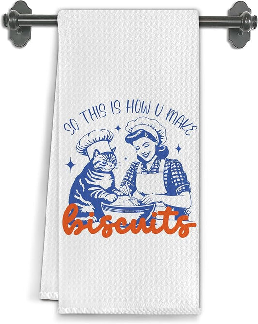 Funny Cat Mom Gift Baking Kitchen Towels,Funny Tea Towels for Baking Sourdough, Gifts for Baking Lovers Women Decorative Dish Hand Towels for Kitchen, 16x24 Inch